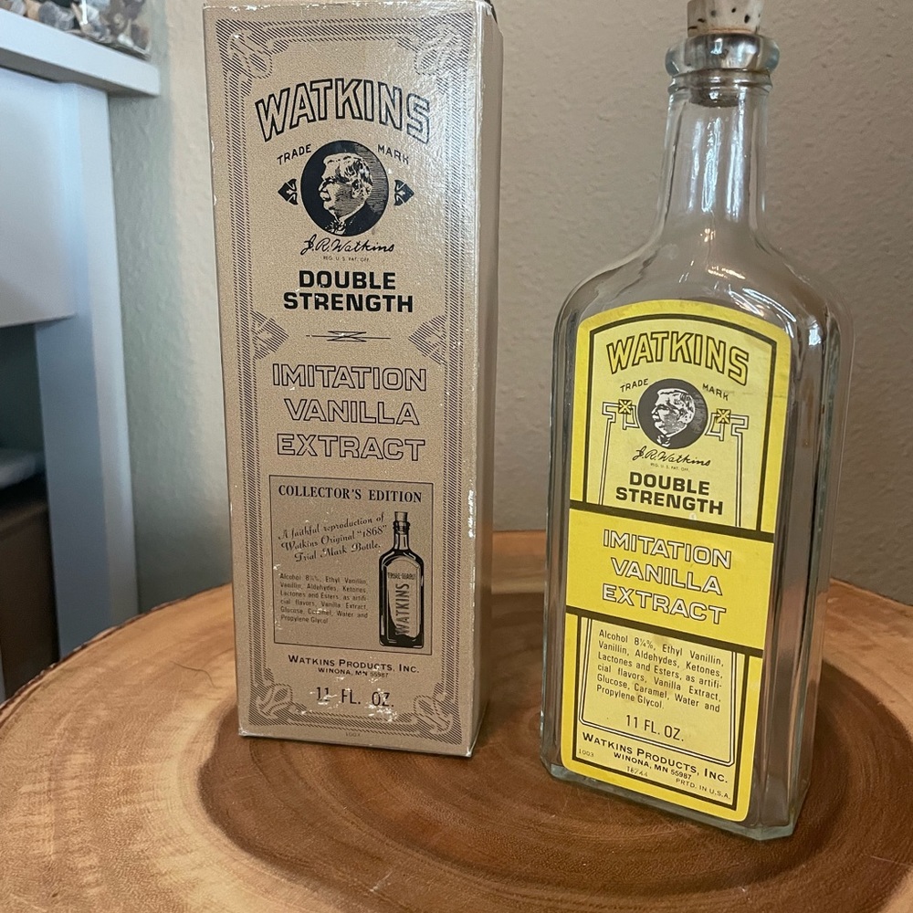 Vtg. Watkins Imitation Vanilla Extract Bottle + Box